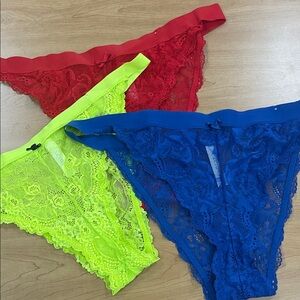 Lane Bryant Cacique Lace Women's Panties - Red, Blue, and neon green 18/20